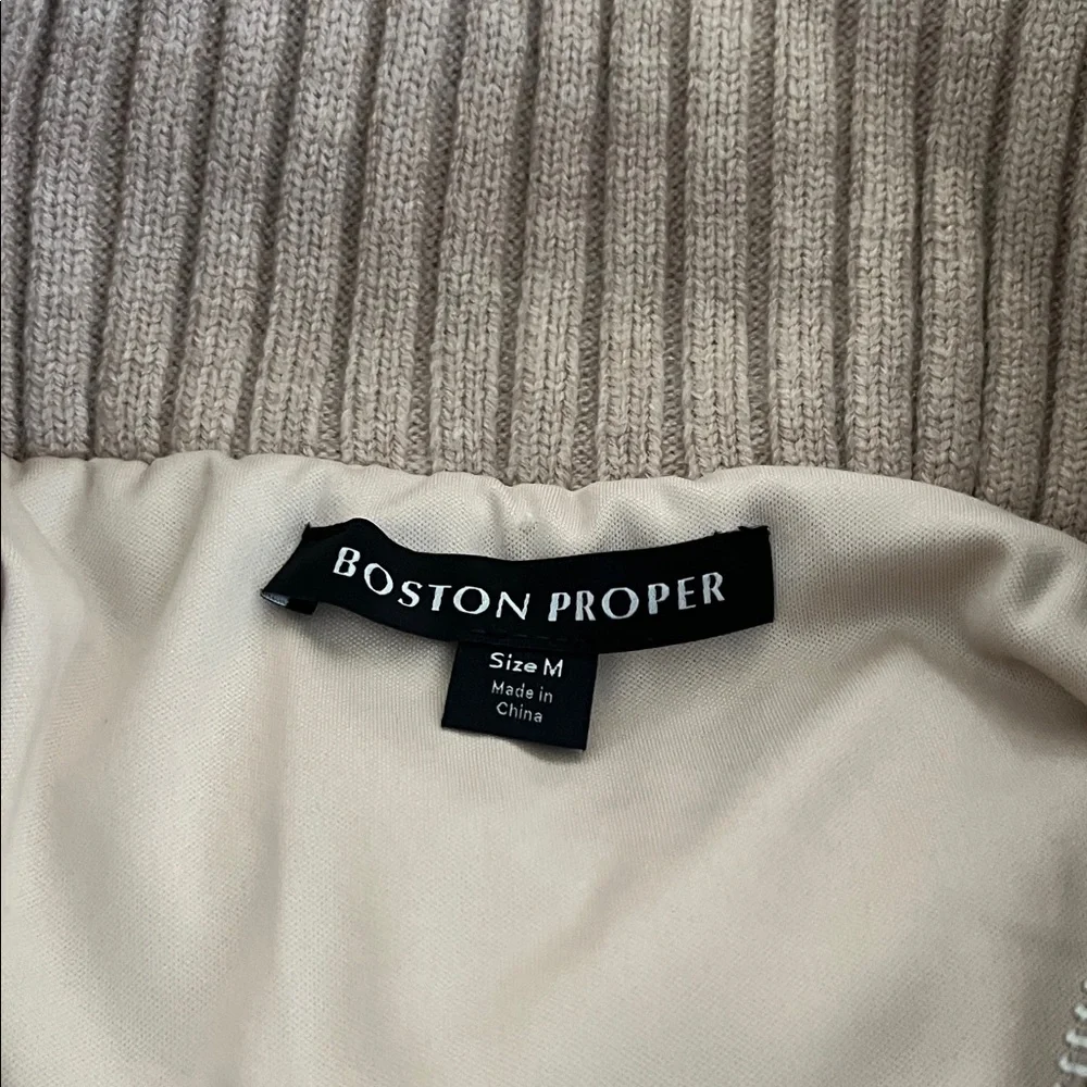 Boston Proper Neutral Ribbed Knit PufferJacket - Picture 2 of 6